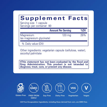 Pure Encapsulations Magnesium (Glycinate) -Supplement to Support Stress Relief, Sleep, Heart Health, Nerves, Muscles, and Metabolism* - with Magnesium Glycinate